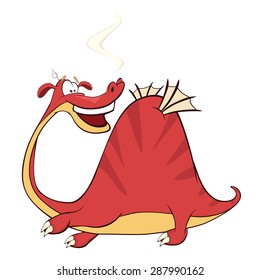 Cute red dragon vector illustration. Cartoon