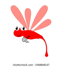 a cute red dragonfly cartoon. for education, children's books, backgrounds, animations, textures, poster and decorations. a simple flat vector design.