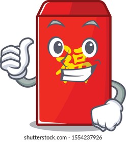 cute red envelope on isolated mascot thumbs up