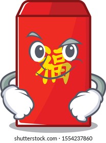 cute red envelope smirking on isolated mascot