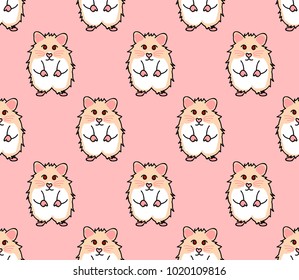 Cute Red Eyes Hamster on Pink Background. Vector Illustration.