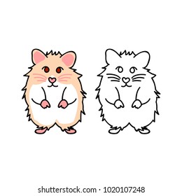 Cute Red Eyes Hamster. Vector Illustration. isolated on White Background.