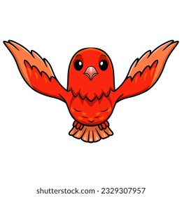 Cute red factor canary cartoon flying
