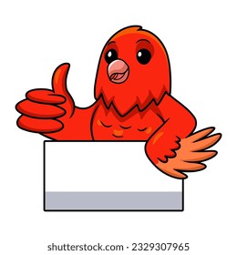 Cute red factor canary cartoon giving thumb up