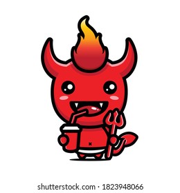 cute red fat devil vector design