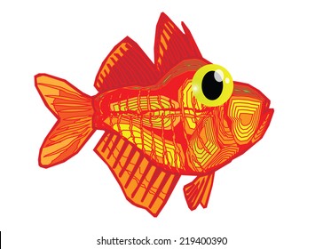 cute red fish cartoon