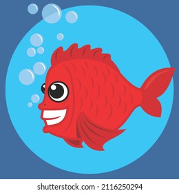 Cute Red Fish Cartoon Vector Illustration