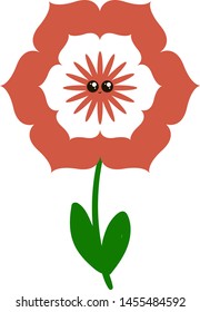 Flor roja, ilustración, vector sobre fondo blanco.