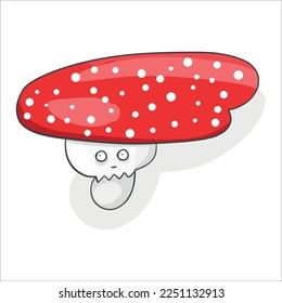 Cute red fly agaric with eyes. Toadstool with eyes