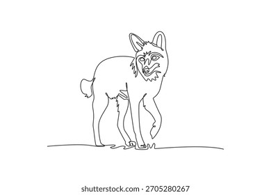 Lindo zorro rojo. Concepto animal lindo. Concepto de dibujo de línea continua minimalista. Diseño de dibujo de línea única