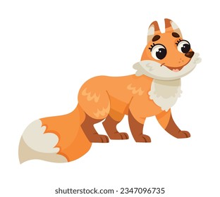 Cute Red Fox with Bushy Tail as Forest Animal Vector Illustration