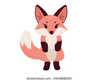 Cute red fox cartoon animal design vector illustration isolated on white background