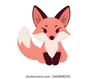 Cute red fox cartoon animal design vector illustration isolated on white background