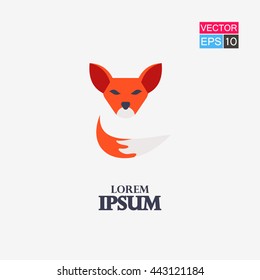 Cute Red Fox, cartoon flat icon design
