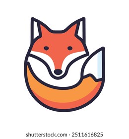 Cute red fox cartoon illustration. Adorable fox cartoon in a curled up pose, representing a sense of comfort, security, and warmth. A playful and whimsical character.