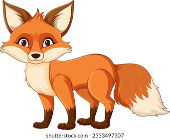 Cute red fox cartoon isolated illustration