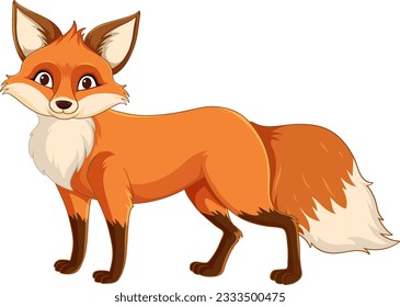 Cute red fox cartoon isolated illustration