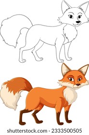 Cute red fox cartoon isolated illustration