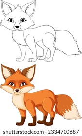 Cute red fox cartoon isolated illustration