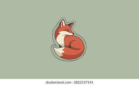 Cute red fox curled