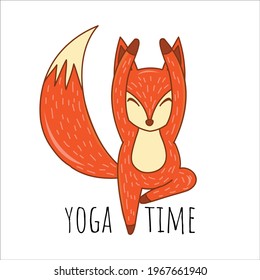 Cute Red Fox macht Yoga_3