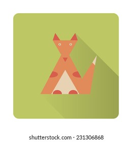 Cute red fox flat icon, vector illustration.