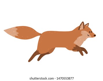 Cute red fox isolated on white background. Elegant vector illustration. Can be used poster, greeting card, gift, banner, textile, T-shirt, mug.