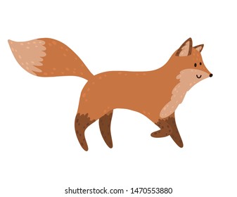 Cute red fox isolated on white background. Elegant vector illustration. Can be used poster, greeting card, gift, banner, textile, T-shirt, mug.