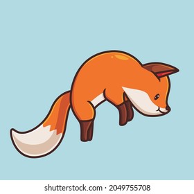 cute red fox jumping. cartoon animal autumn season concept Isolated illustration. Flat Style suitable for Sticker Icon Design Premium Logo vector. Mascot character