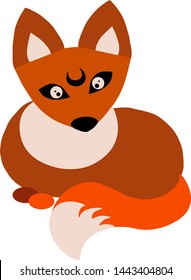 Cute red fox with the moon on the muzzle