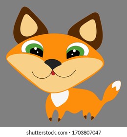 cute red Fox on a gray background. illustration. design. cartoon