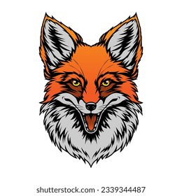 Cute red fox portrait, vector illustration on white background