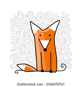 Cute red fox, sketch for your design