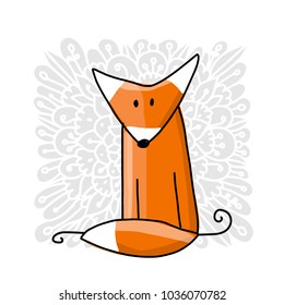 Cute red fox, sketch for your design