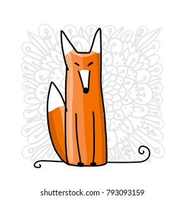 Cute red fox, sketch for your design