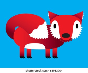 Cute red fox. Vector illustration in graphic, children's style.