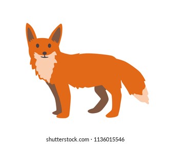 Cute red fox.Flat vector illustration. Isolated on white background