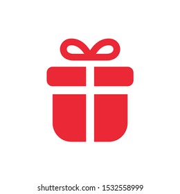 Cute red gift box icon design vector template
