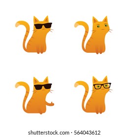 Cute red ginger cat vector illustration sunglasses wayfarer thumbs up
