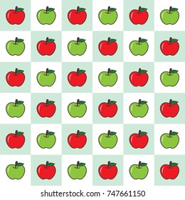 Cute Red and Green Apple background seamless pattern wallpaper.