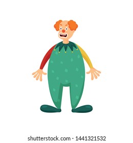 Cute red hair clown with green color clothes