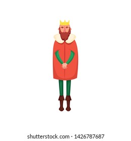 Cute red hair king with gold crown and green clothes