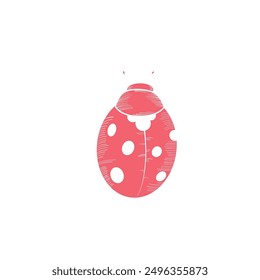 Cute red hand drawing ladybug, isolated, created card, pattern, fabric 