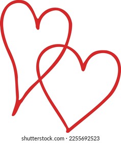 cute red hand drawn heart symbol