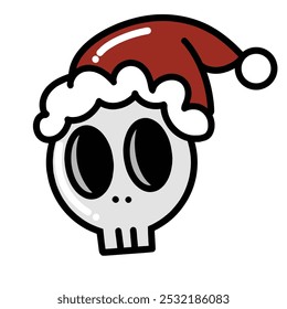 A cute red hat festive skull for Christmas.