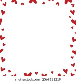 Cute red heart frame with space, vector illustration eps.	