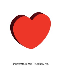 icono isométrico del corazón rojo lindo