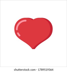 Cute red heart on an isolated white background. Icon in flat design. Vector stock illustration