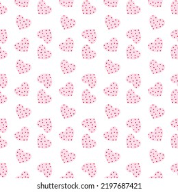 Cute red heart pattern.Valentine's illustration background.Red polka dot heart.Heart wrapping paper pattern.Seamless pattern white background.heart pattern illustration.cute wallpaperillustration.