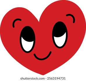 Cute Red Heart with Playful Expression
